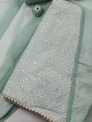 Embroidered Chanderi Unstitched Suit Piece With Dupatta