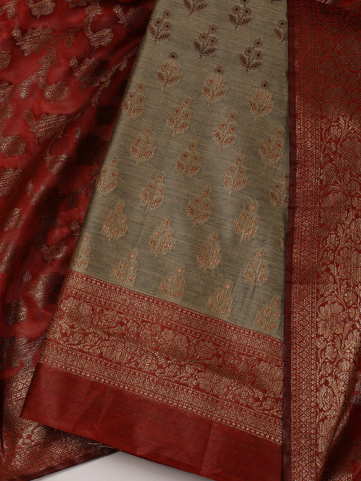 Banarasi Chanderi Unstitched Suit With Dupatta