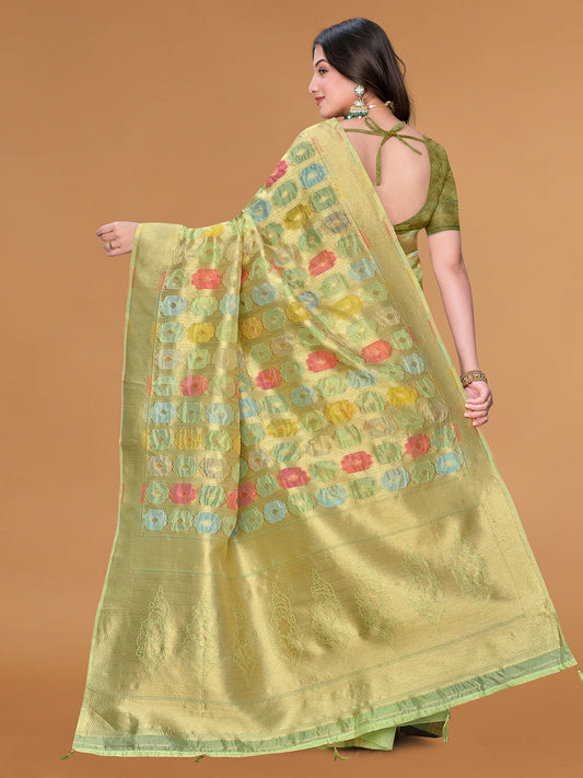 Zari Jaal Cotton Woven Saree