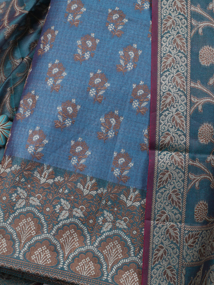 Woven Chanderi Unstitched Suit Piece With Dupatta