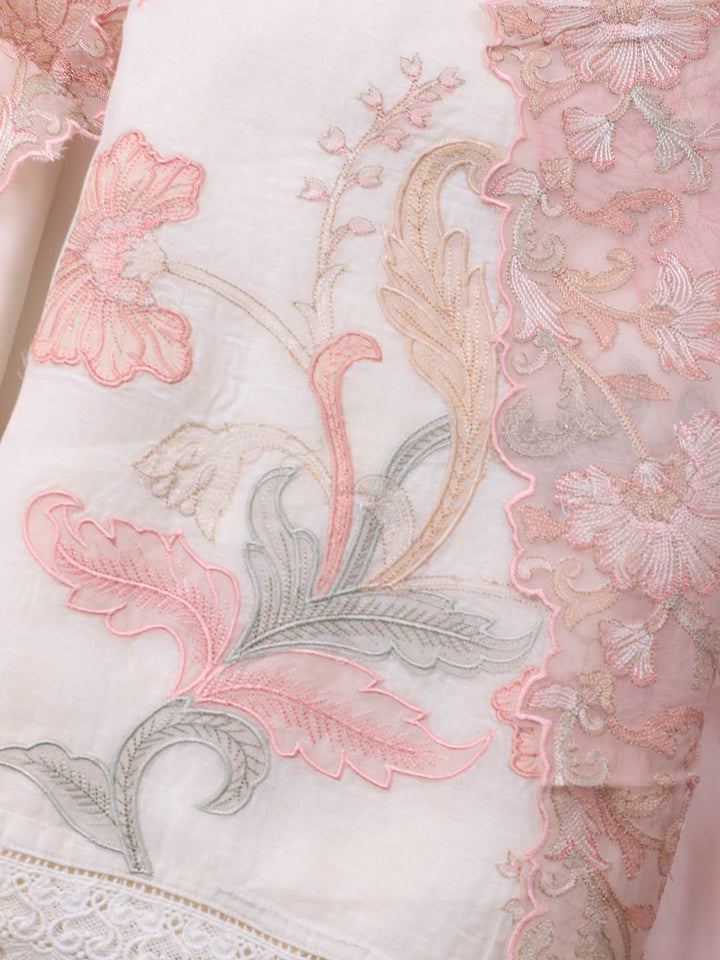 Embroidery Linen Unstitched Suit With Dupatta