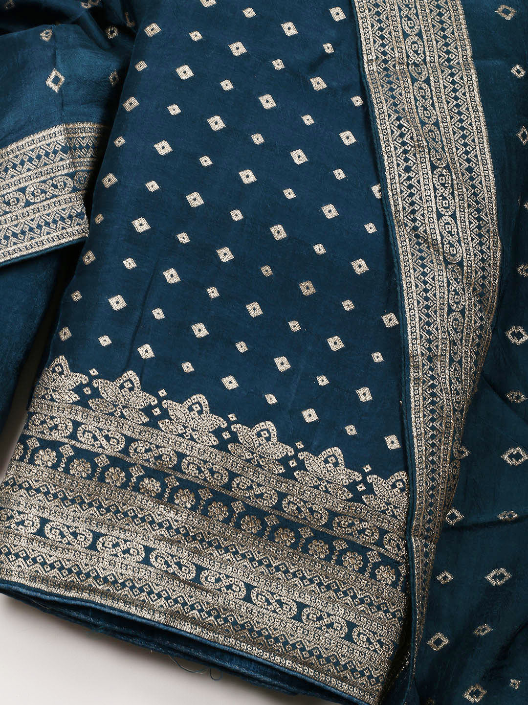 Woven Chanderi Unstitched Suit Piece With Dupatta
