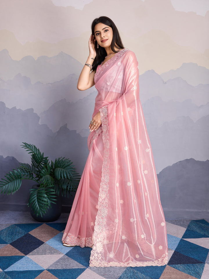 Embroidered Net Saree