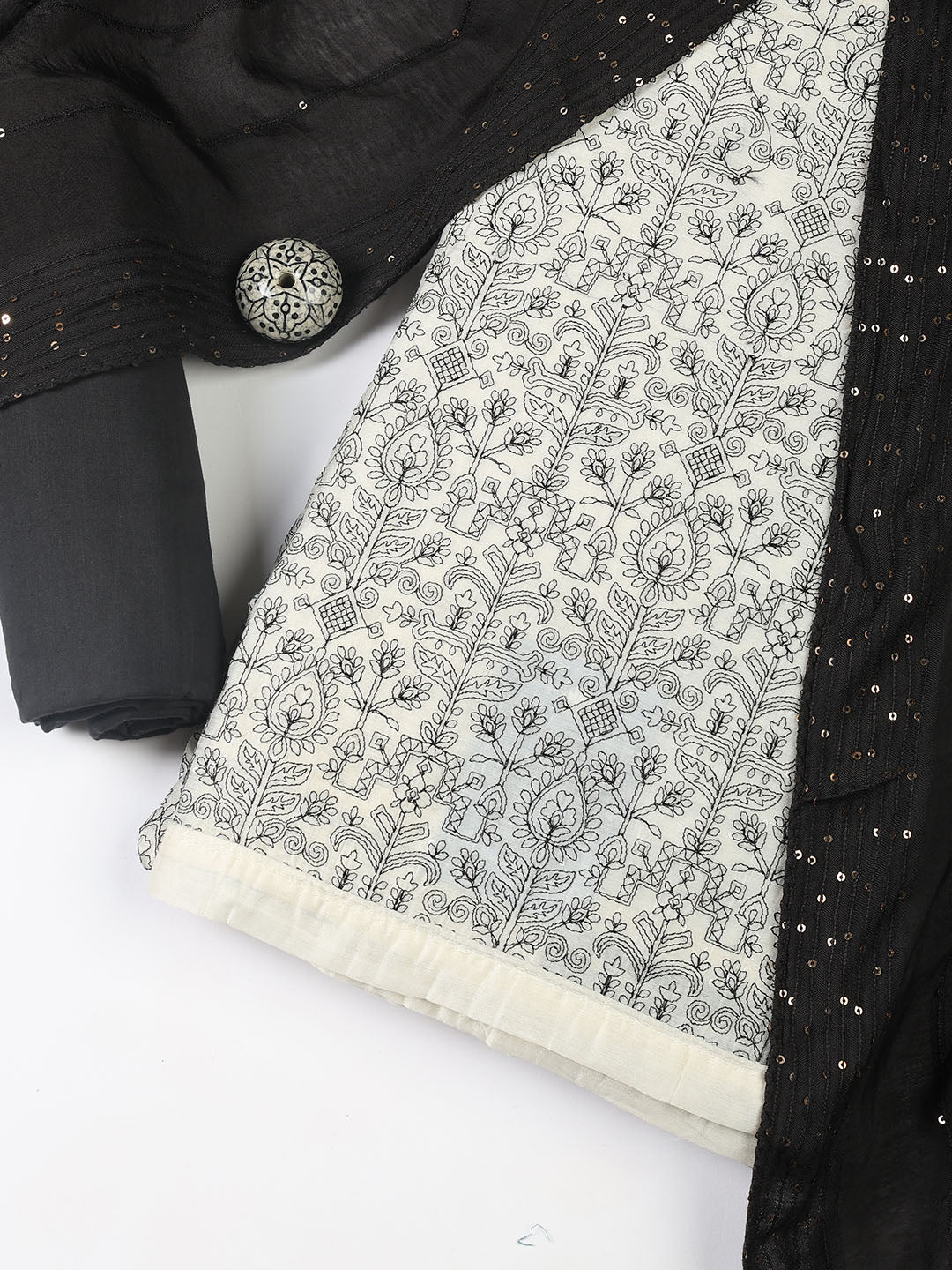 Embroidery Chanderi Unstitched Suit With Dupatta