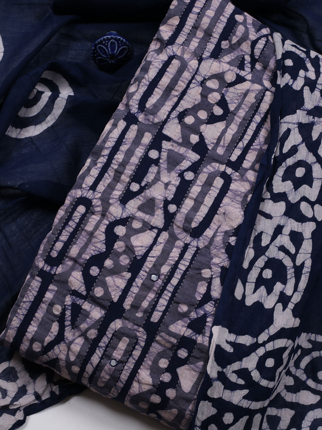 Printed Cotton Blend Unstitched Suit With Dupatta
