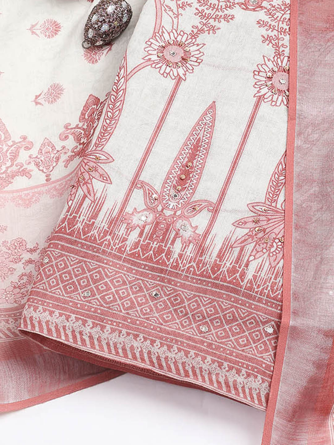 Printed Linen Unstitched Suit Piece With Dupatta
