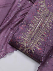 Neck Embroidered Cotton Blend Unstitched Suit Piece With Dupatta