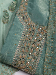 Neck Embroidered Tissue Unstitched Suit With Dupatta