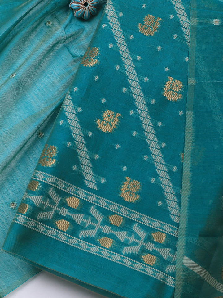 Jamdani Chanderi Unstitched Suit Piece With Dupatta
