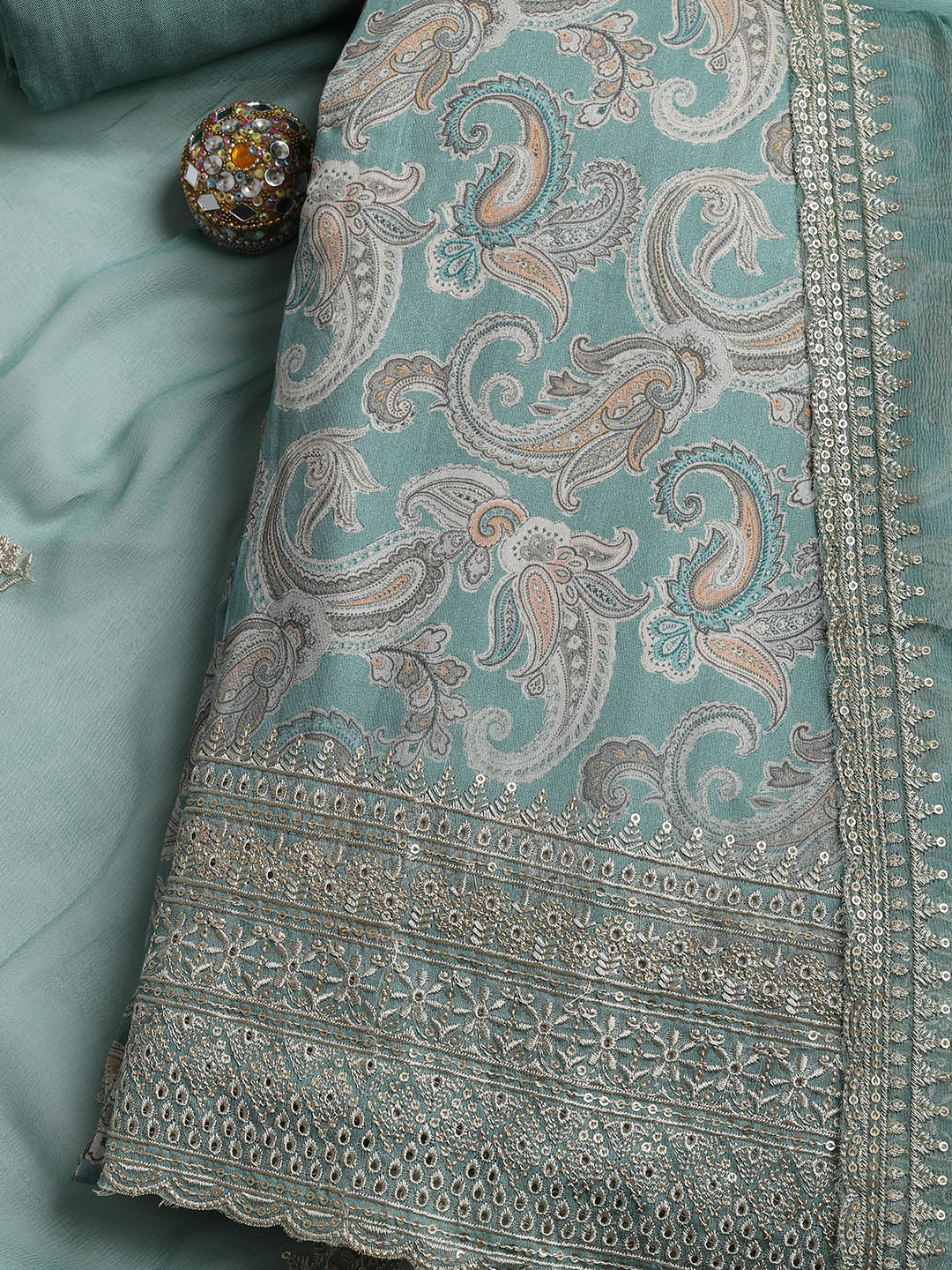 Embroidered Muslin Unstitched Suit With Dupatta