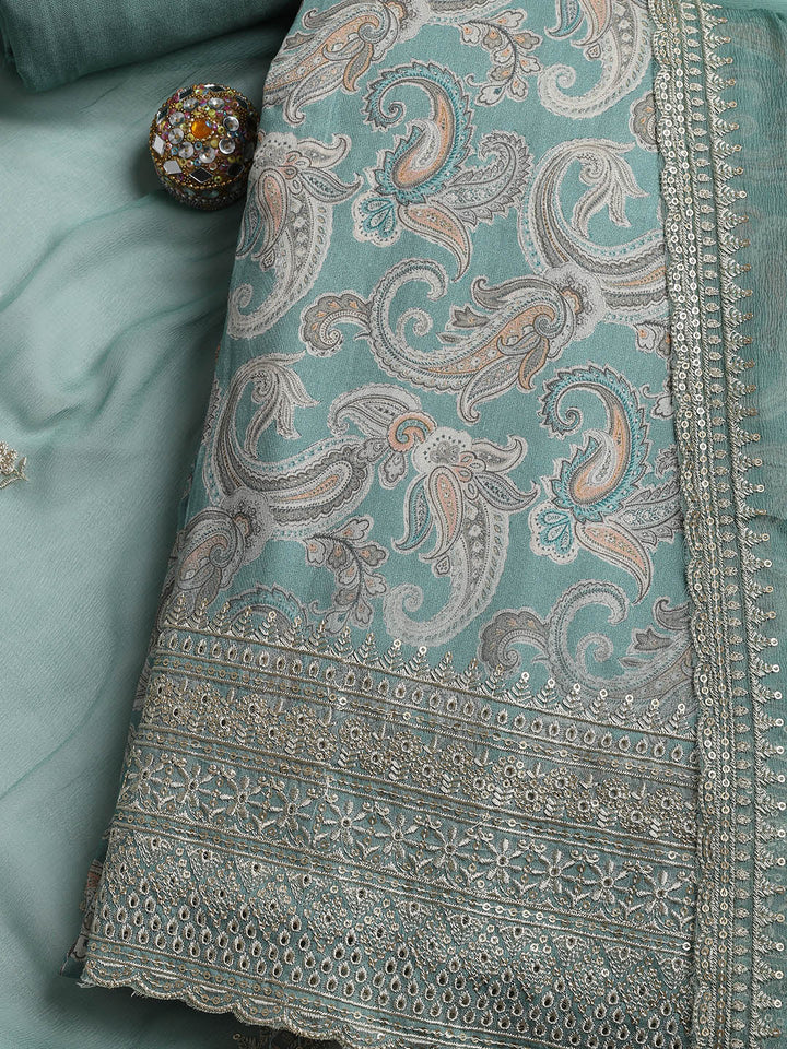 Embroidered Muslin Unstitched Suit With Dupatta