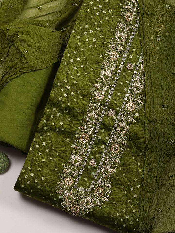 Neck Patti Cotton Blend Unstitched Suit Piece With Dupatta