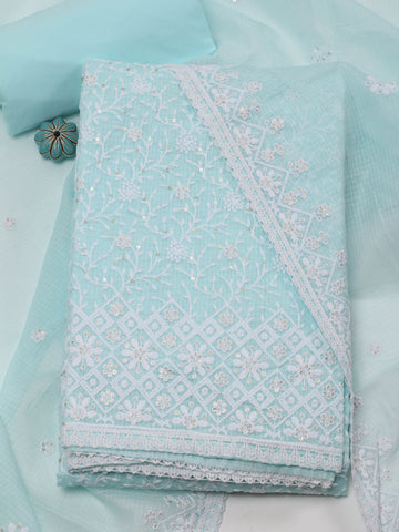 Embroidered Cotton Unstitched Suit With Dupatta