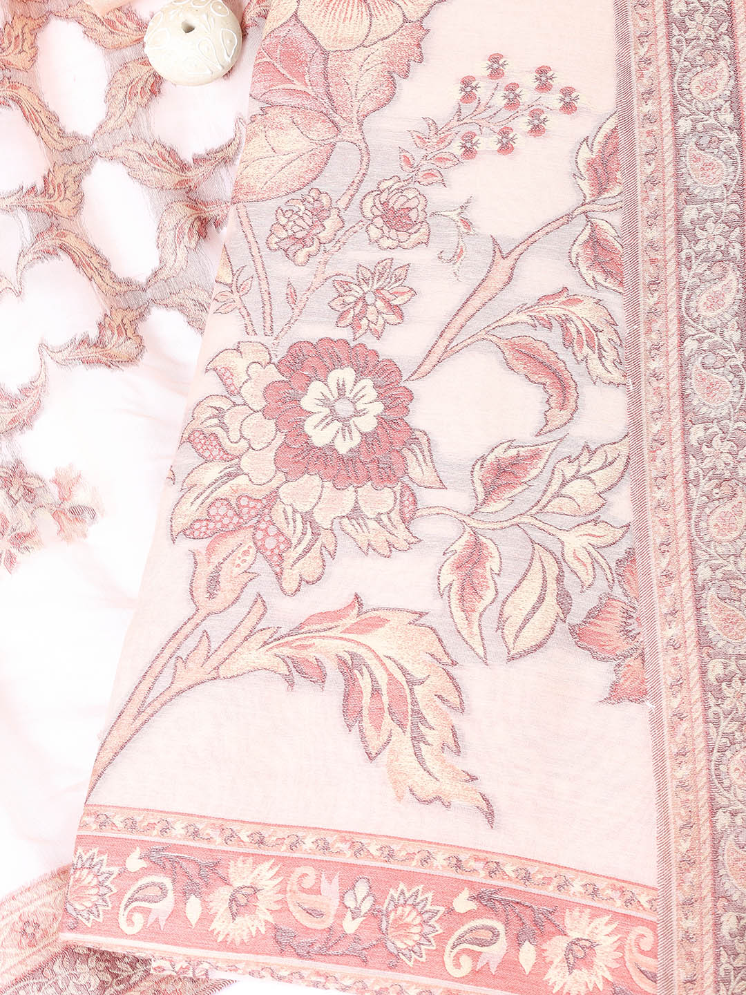 Printed Chanderi Unstitched Suit With Dupatta