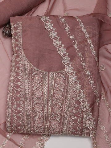 All Over Embroidered Organza Unstitched Suit With Dupatta