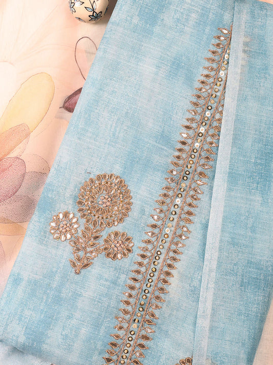 Gota Embroidery Chanderi Unstitched Suit With Dupatta