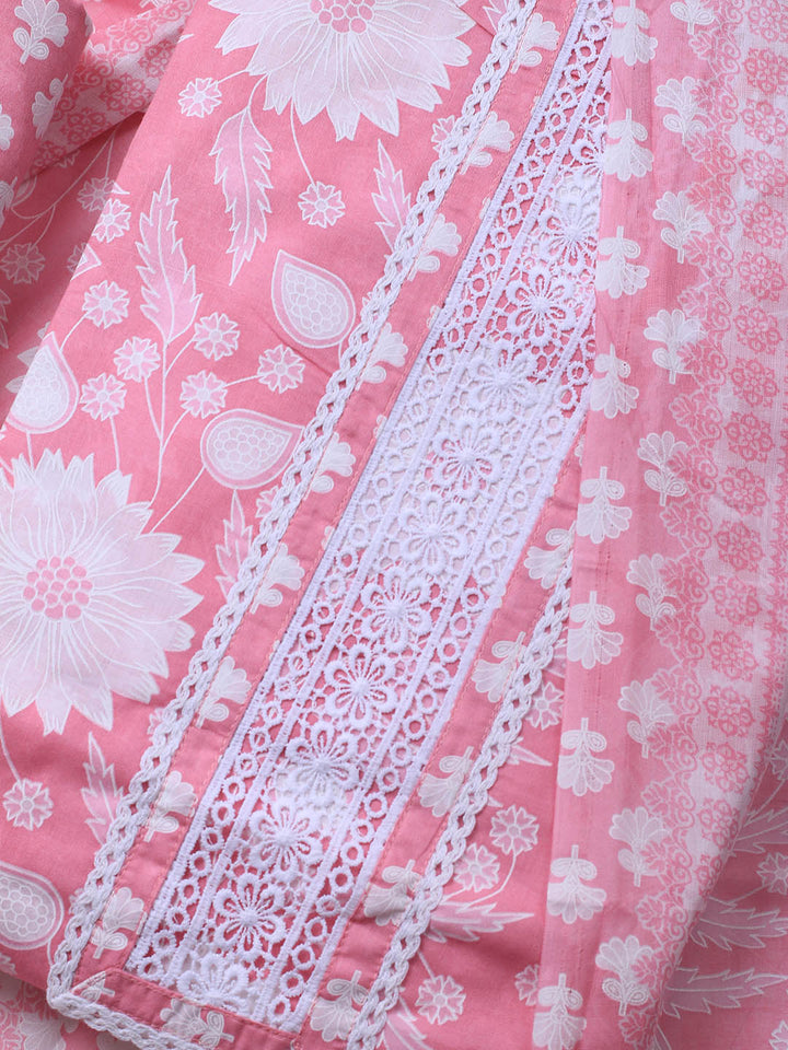Printed Cotton Blend Unstitched Suit With Dupatta