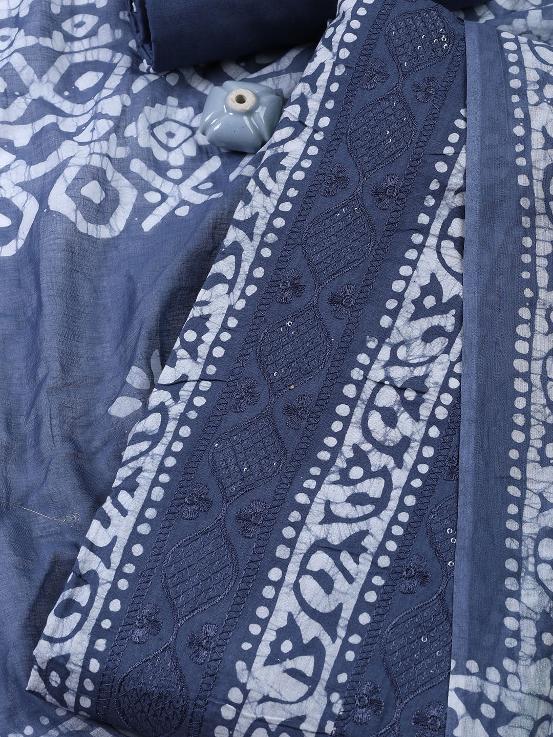 Printed Cotton Blend Unstitched Suit Piece With Dupatta
