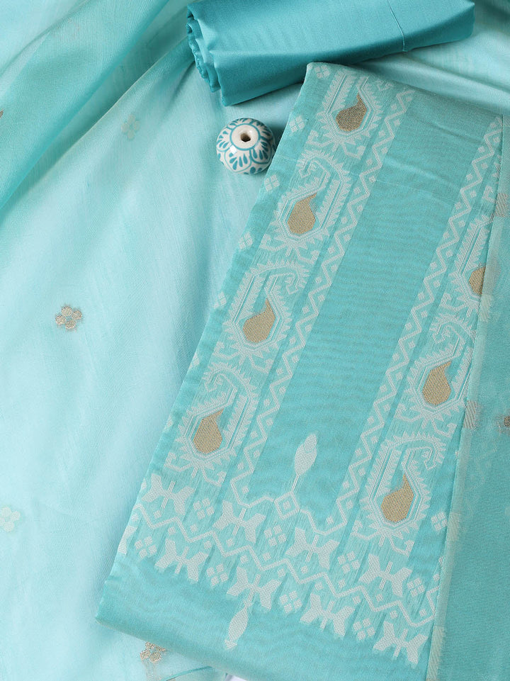 Jamdani Work Chanderi Unstitched Suit Piece With Dupatta