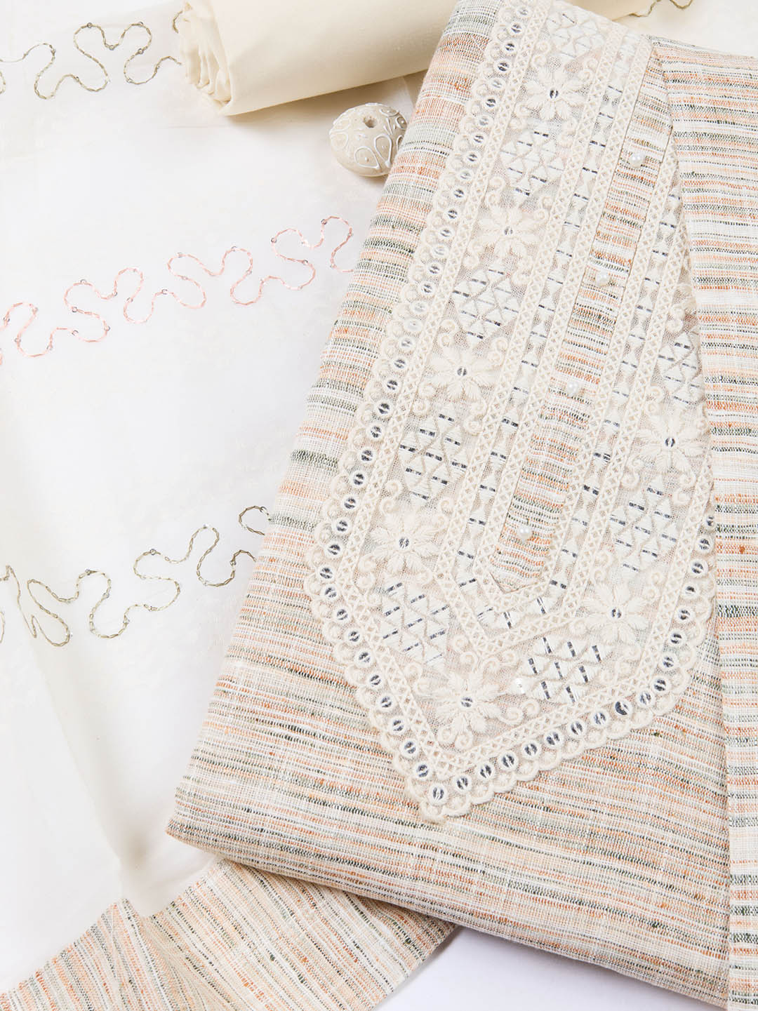 Neck Embroidery Cotton Unstitched Suit With Dupatta