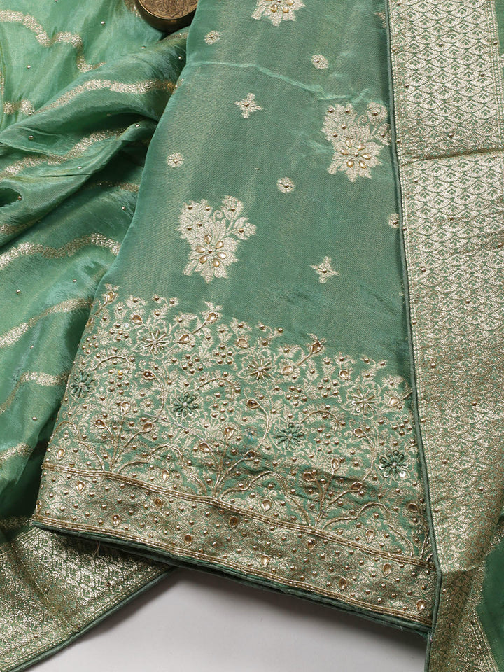 Woven Tissue Unstitched Suit Piece With Dupatta