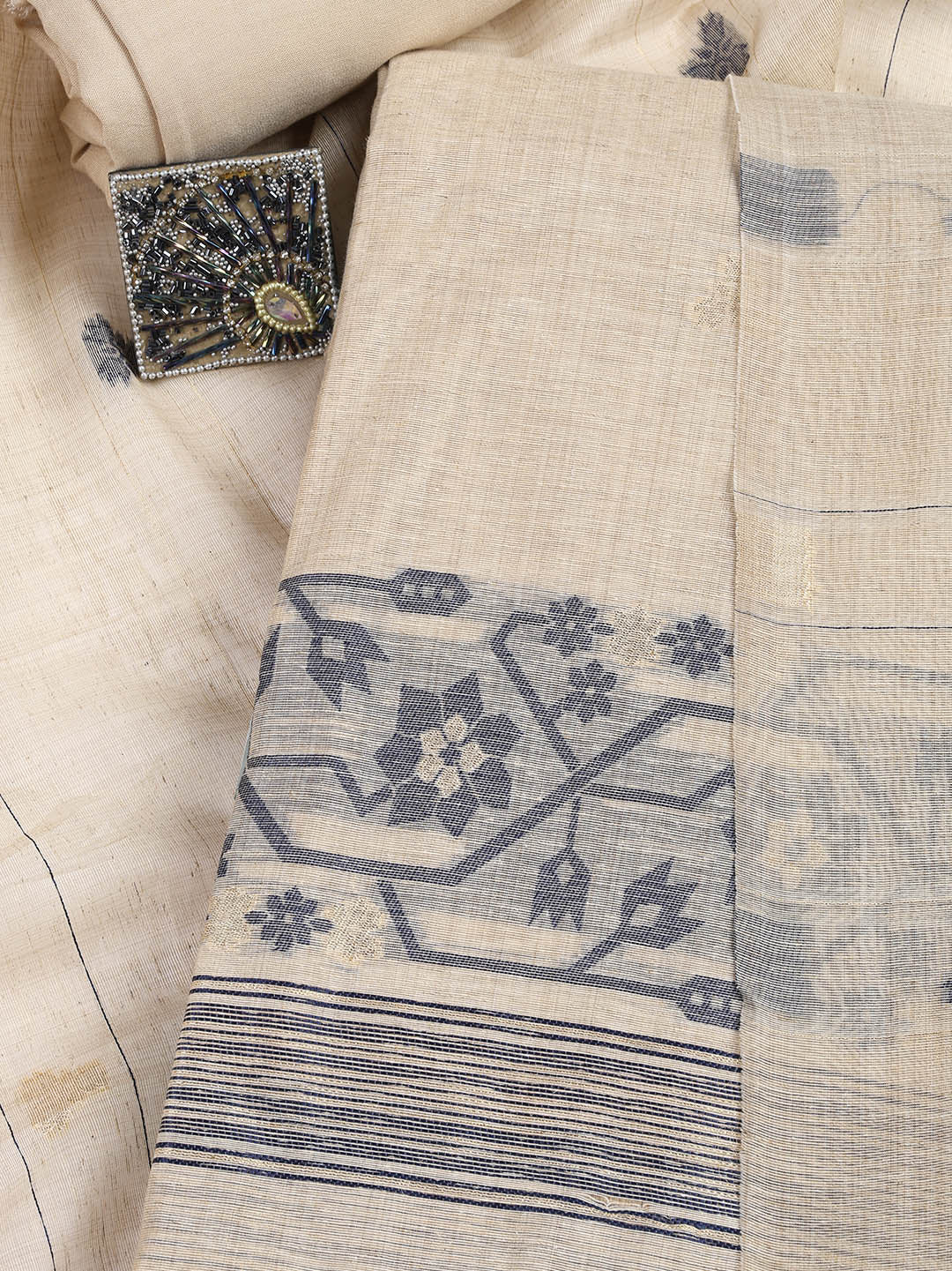 Embroidered Cotton Blend Unstitched Suit Piece With Dupatta