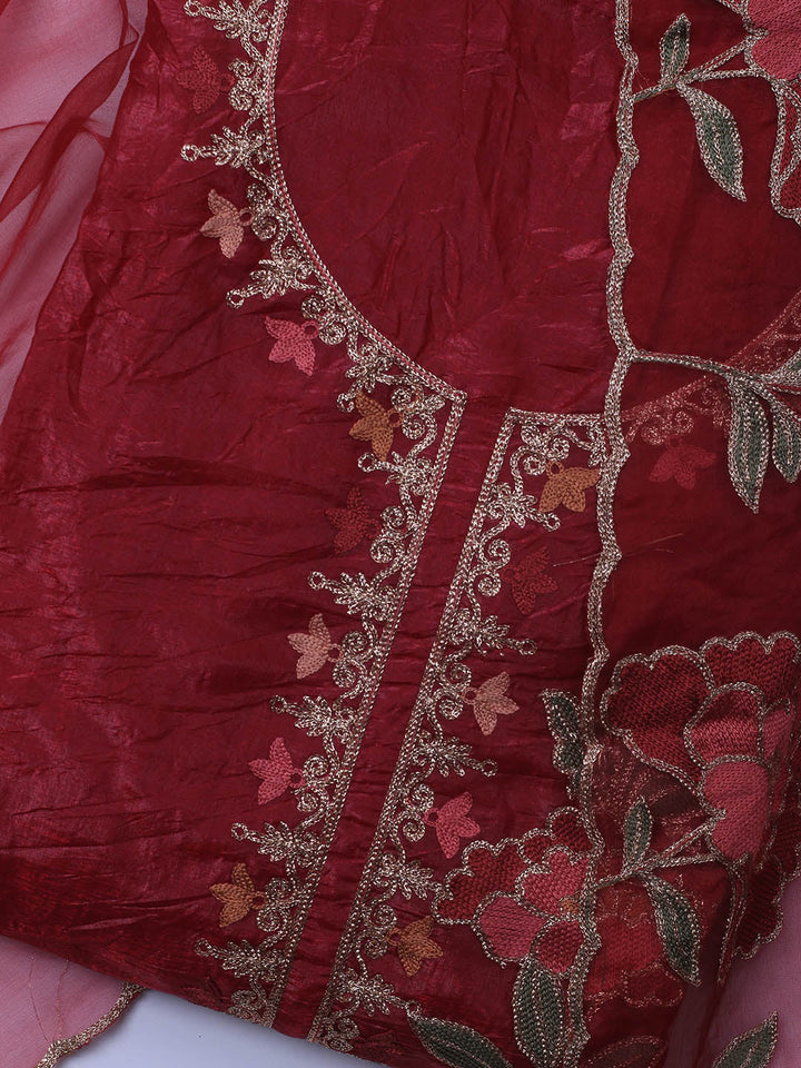 Neck Embroidery Tissue Unstitched Suit With Dupatta