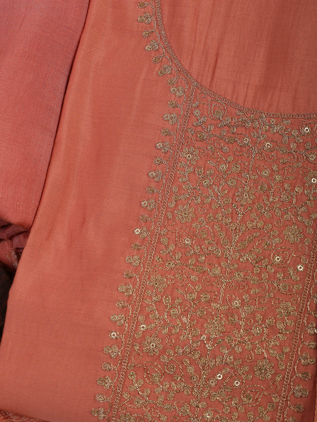 Embroidered Chanderi Unstitched Suit Piece With Dupatta