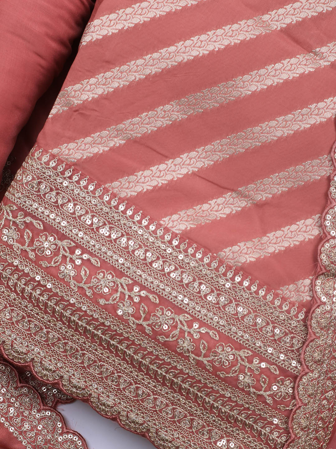 Zari Jaal Art Silk Unstitched Suit Piece With Dupatta