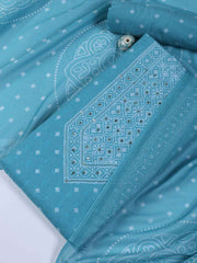 Neck Work Cotton Blend Unstitched Suit With Dupatta