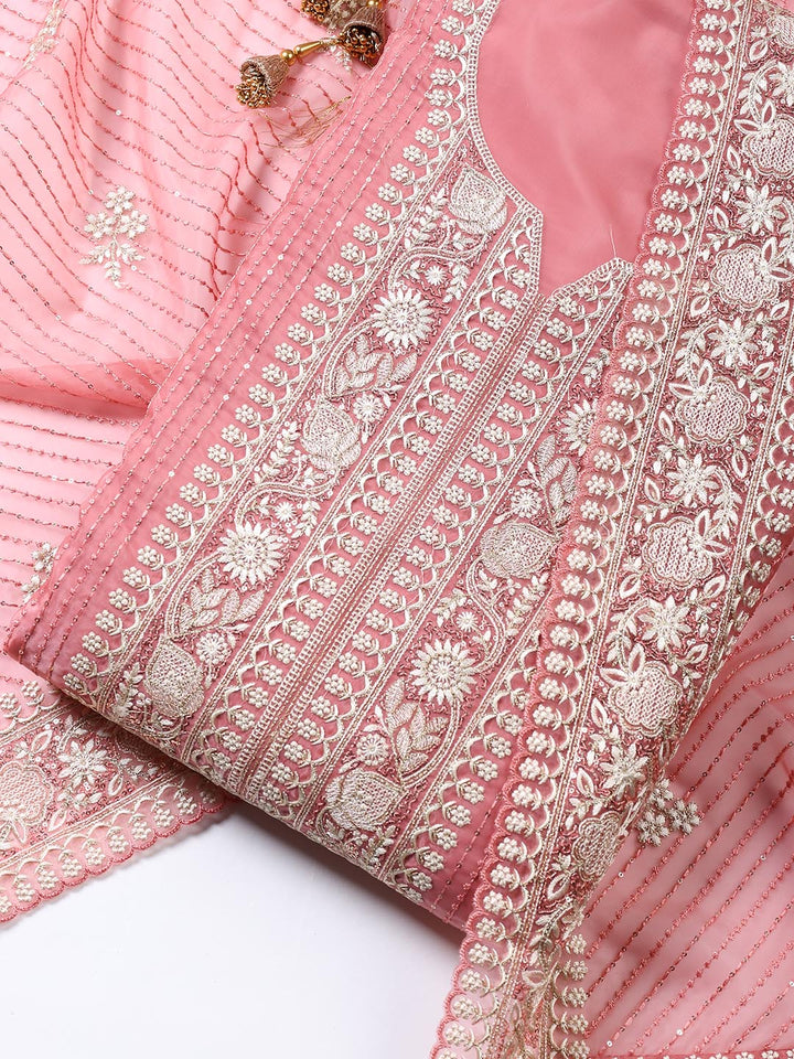 Embroidered Organza Unstitched Suit Piece With Dupatta