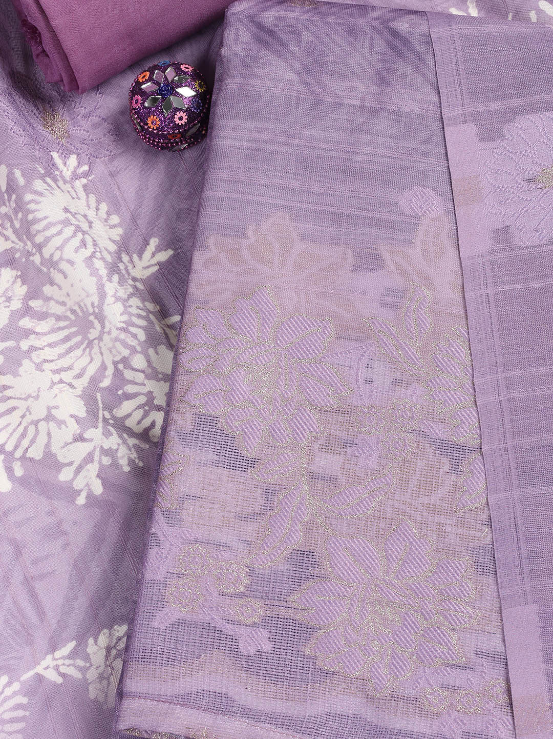 Printed Linen Unstitched Suit Piece With Dupatta