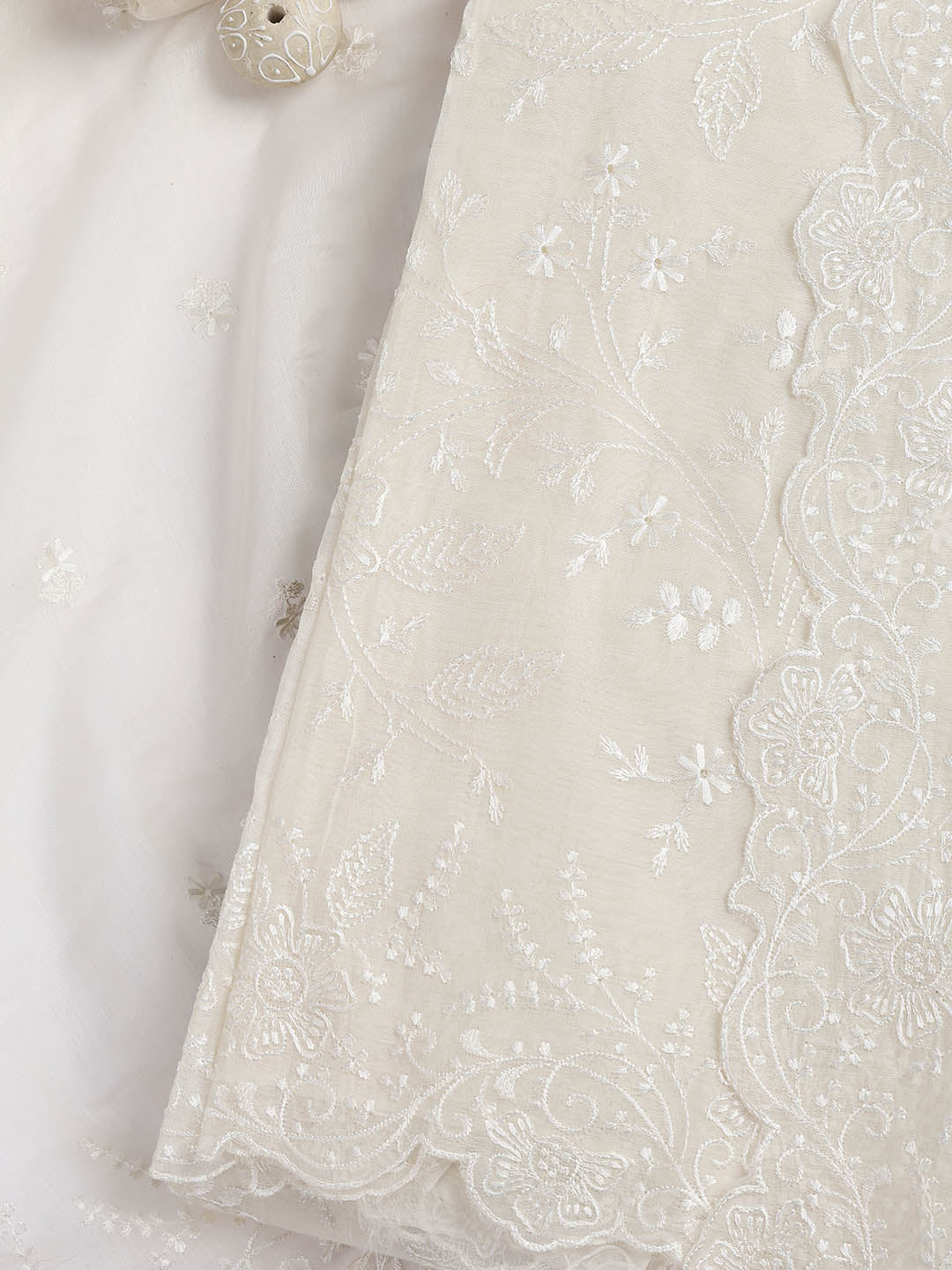 Embroidered Chanderi Unstitched Suit With Dupatta