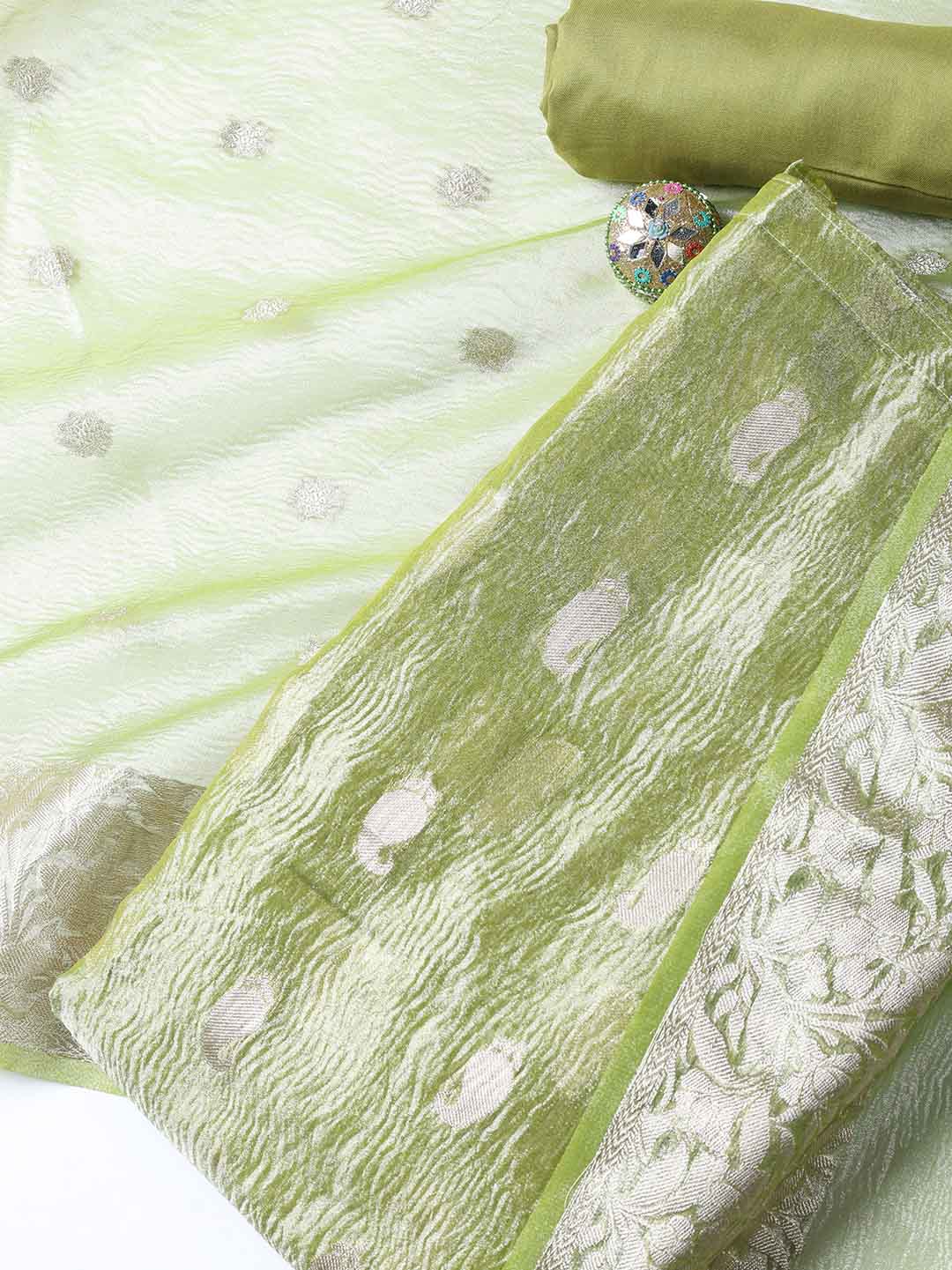 Woven Tissue Unstitched Suit With Dupatta