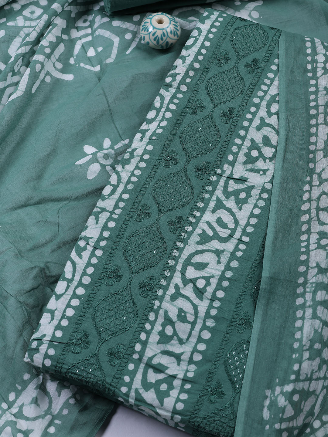 Printed Cotton Blend Unstitched Suit Piece With Dupatta