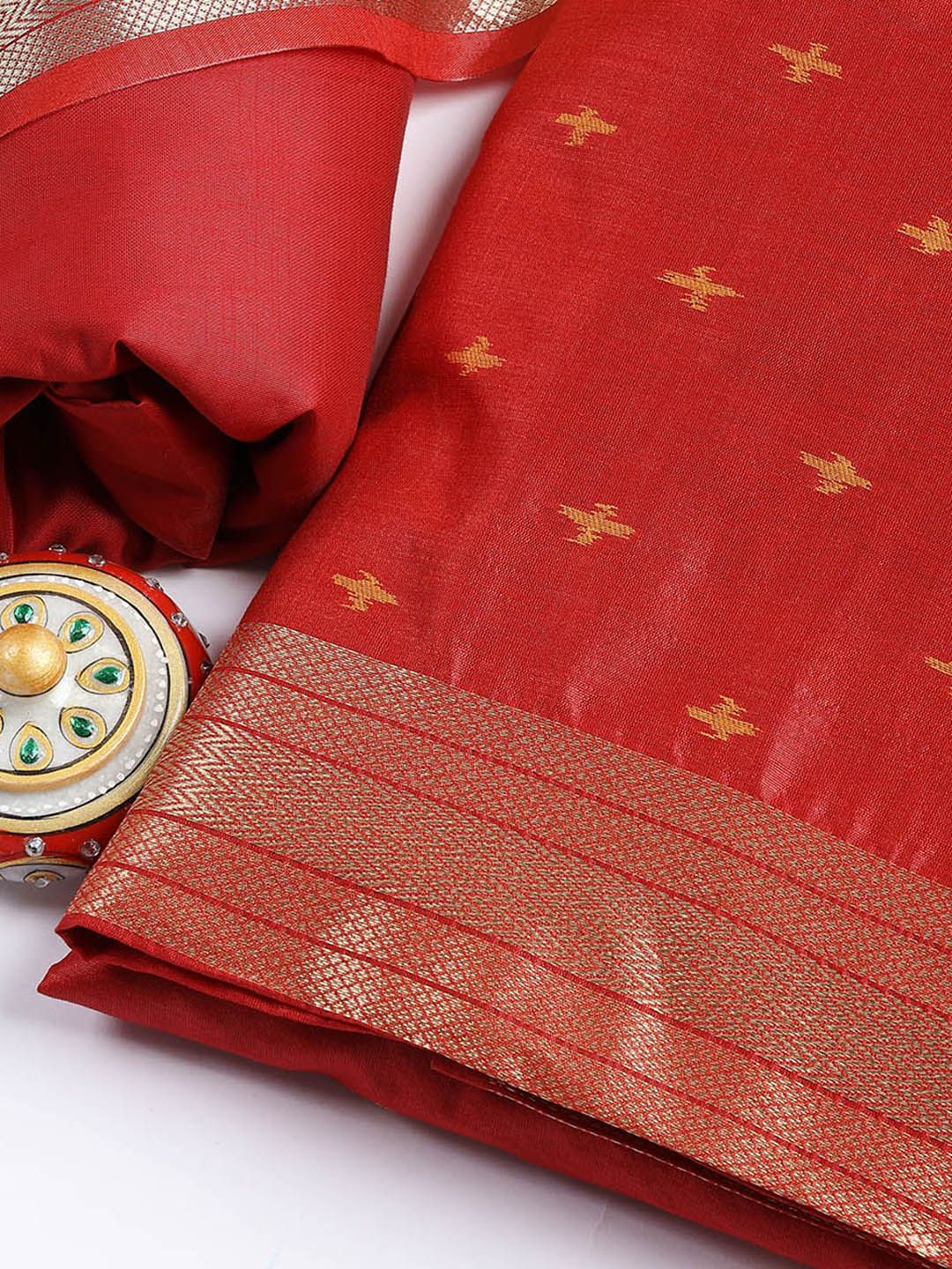 Woven Chanderi Unstitched Suit Piece With Dupatta