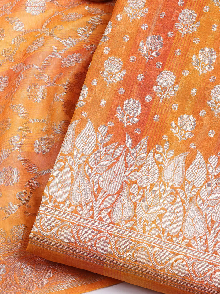 Woven Chanderi Unstitched Suit With Dupatta