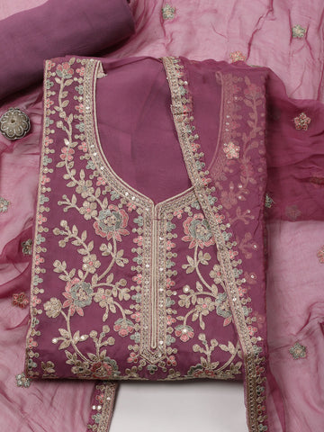 Embroidery Organza Unstitched Suit Material Dupatta