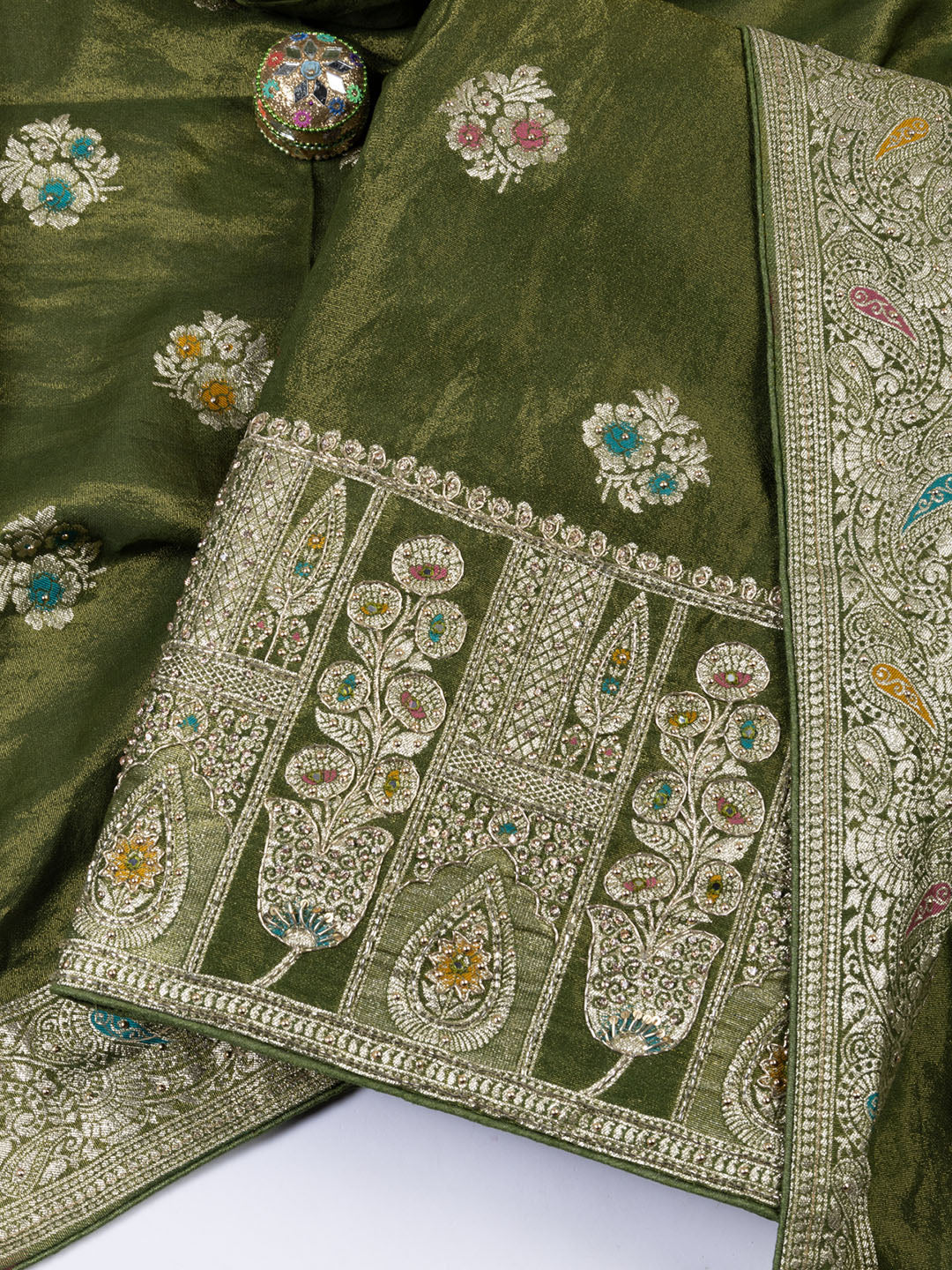 Woven Tissue Unstitched Suit Piece With Dupatta