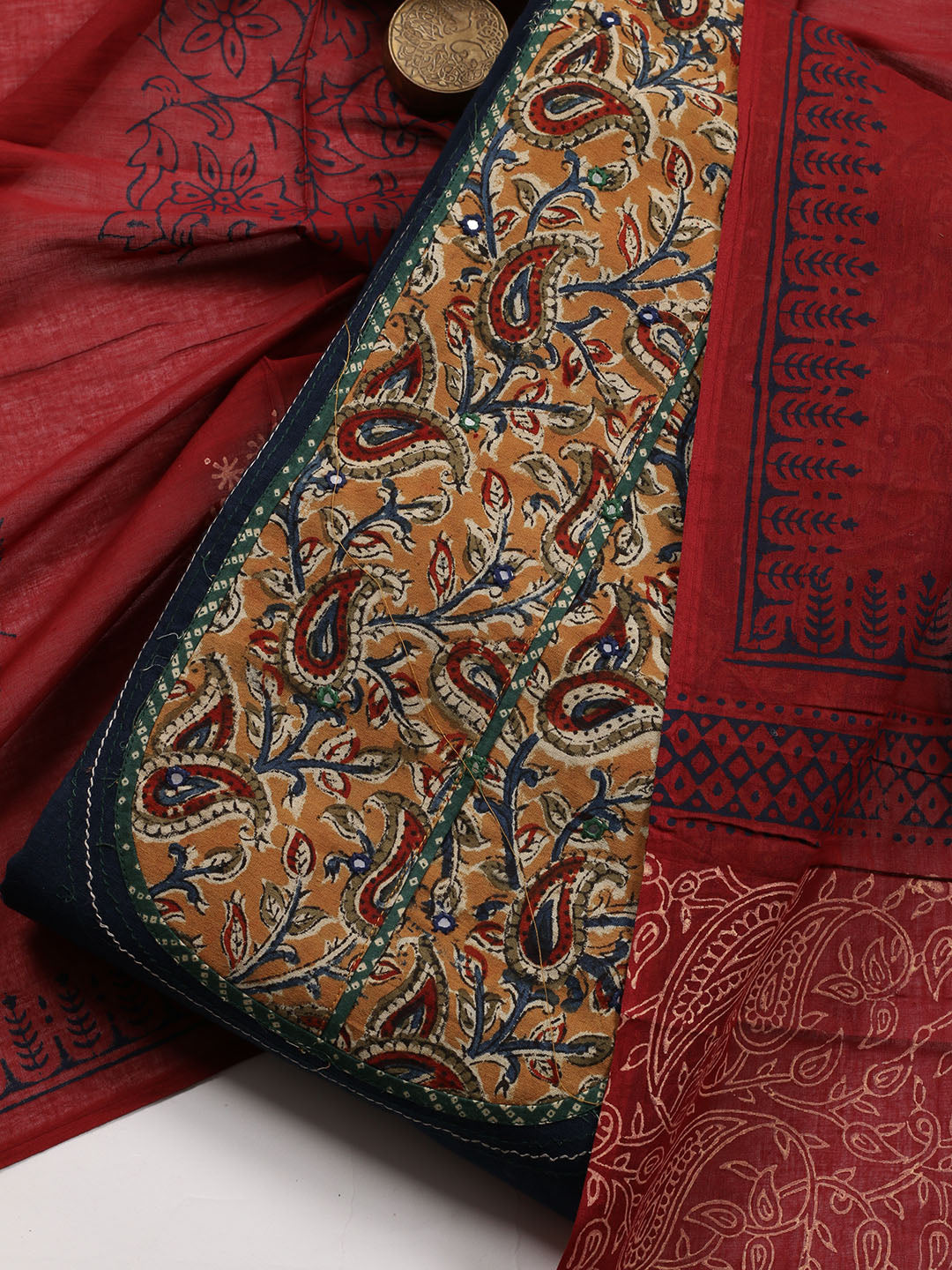 Printed Cotton Blend Unstitched Suit Piece With Dupatta