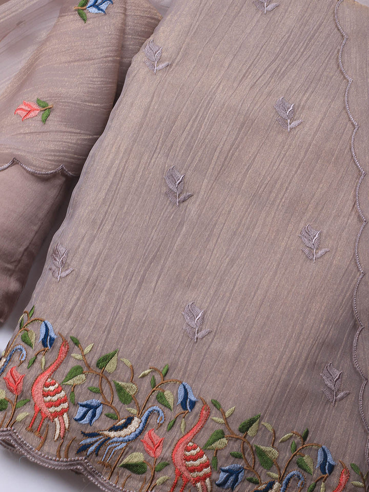 Neck Embroidery Tissue Unstitched Suit With Dupatta