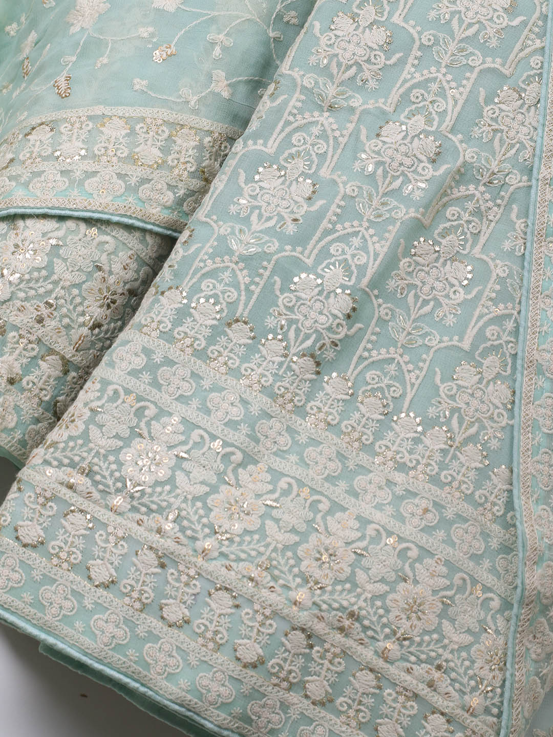 Embroidered Georgette Unstitched Suit Piece With Dupatta