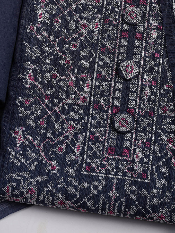 Embroidered Cotton Blend Unstitched Suit Piece With Dupatta