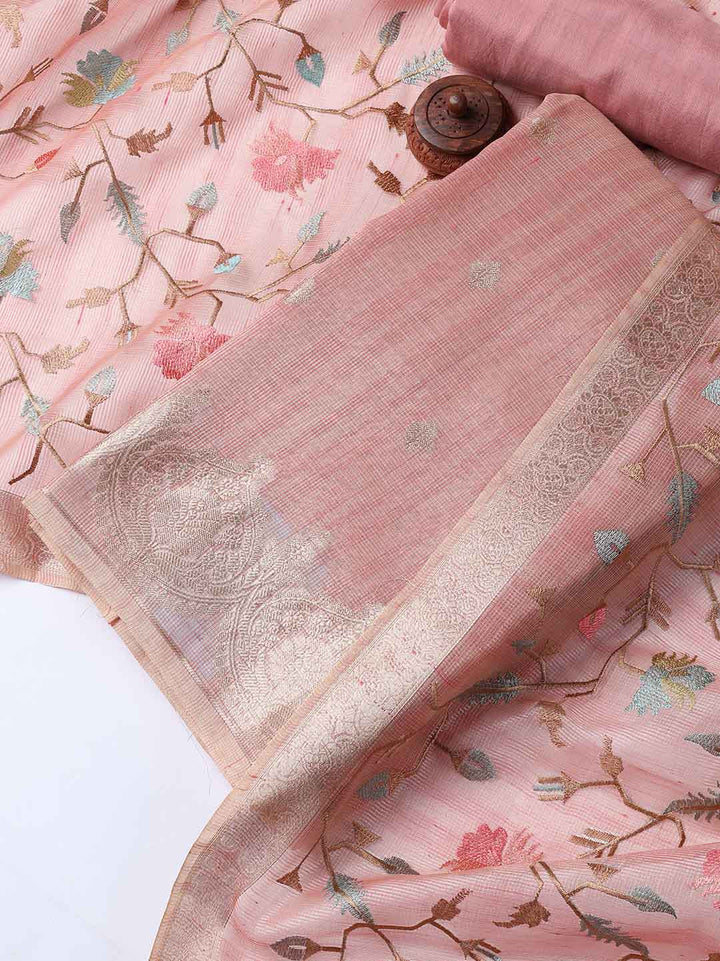 Woven Tissue Unstitched Suit With Dupatta