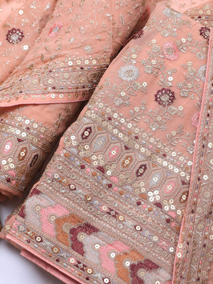 Embroidered Georgette Unstitched Suit Piece With Dupatta