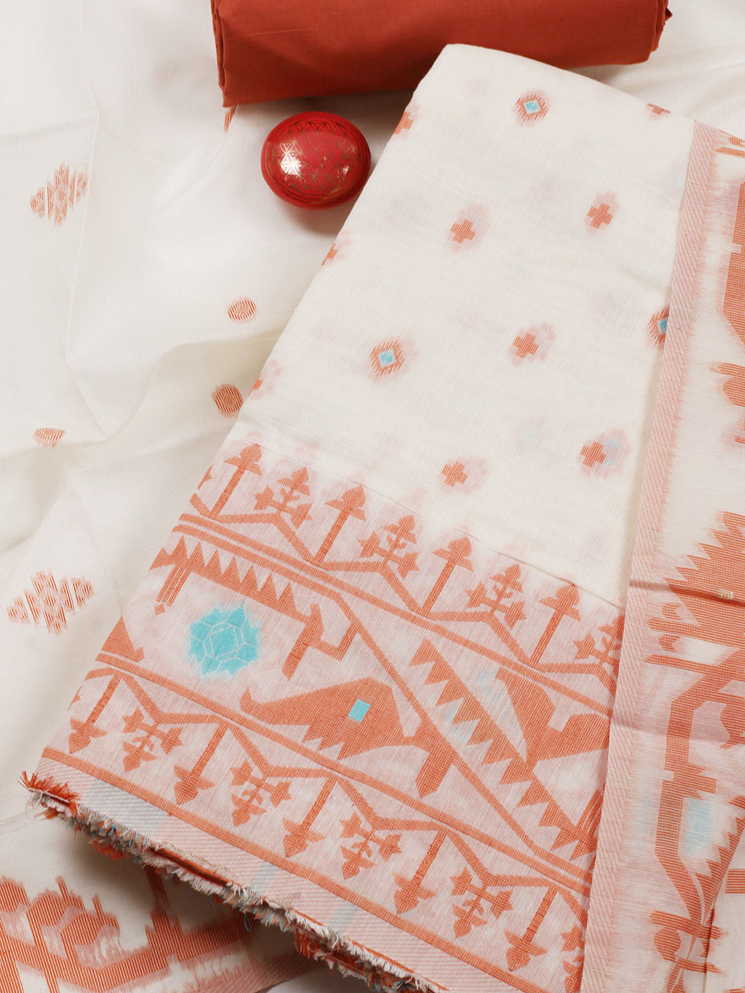 Jamdani Chanderi Unstitched Suit Piece With Dupatta