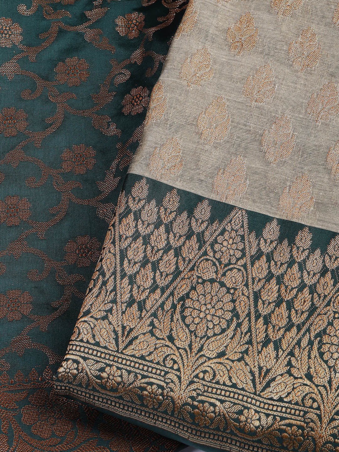 Woven Chanderi Unstitched Suit With Dupatta
