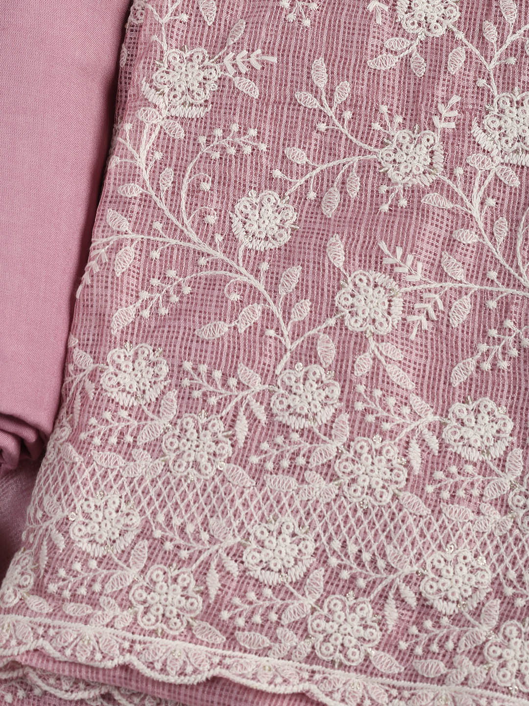 Embroidered Cotton Blend Unstitched Suit Piece With Dupatta