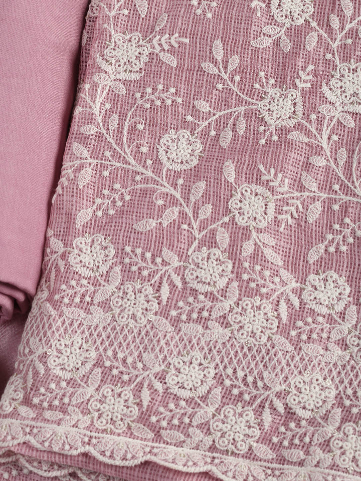 Embroidered Cotton Blend Unstitched Suit Piece With Dupatta