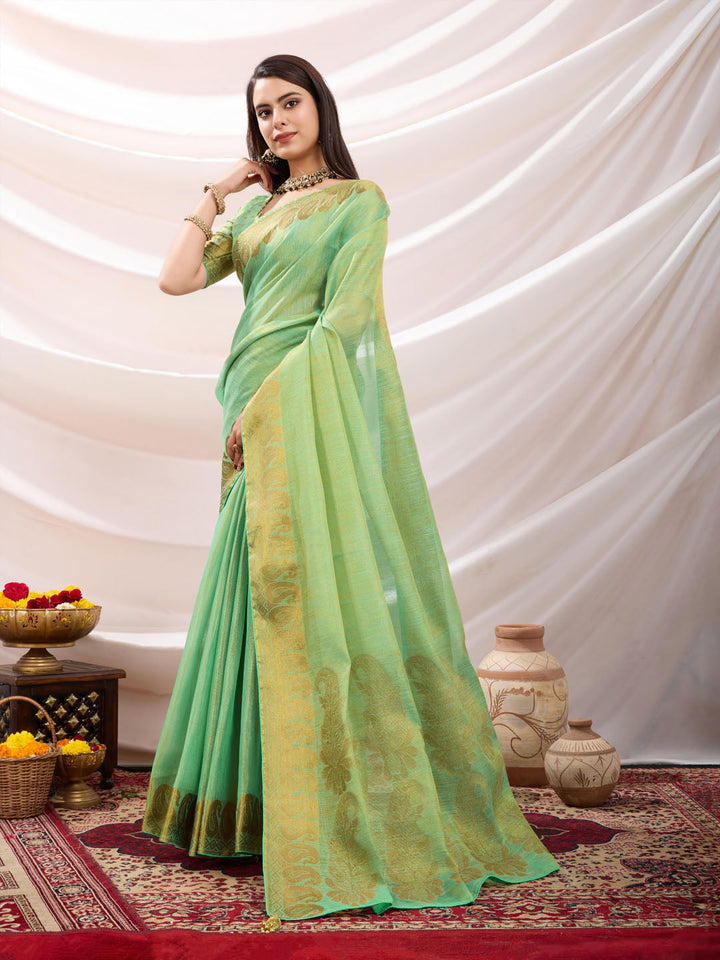 Woven Design Cotton Linen Saree